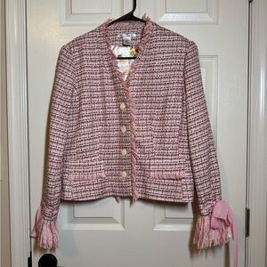 Chic Pink Tweed Women's Blazer Size 12
